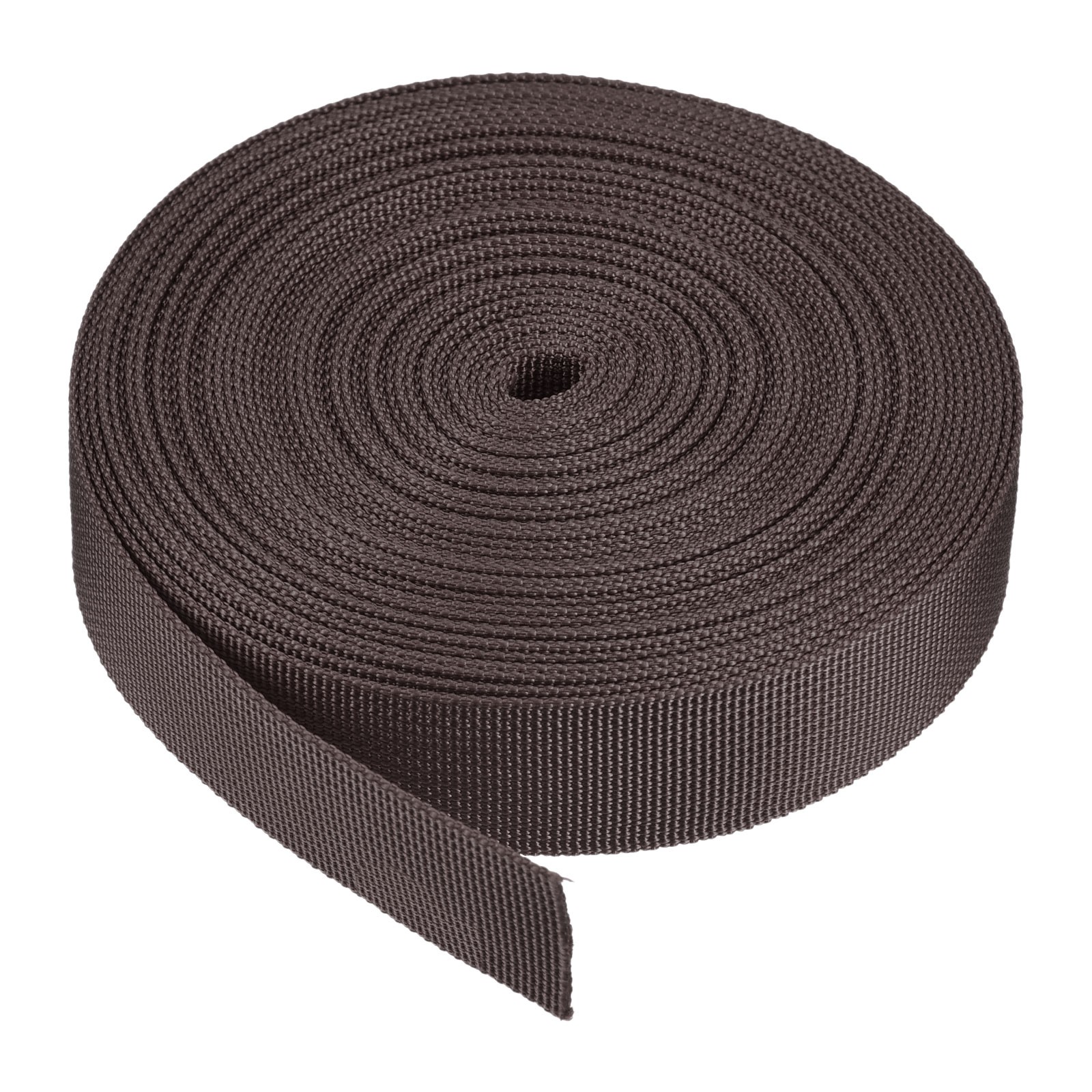Flat Nylon Webbing Strap 1 Inch 10 Yards Brown for Backpack, Luggage-rack