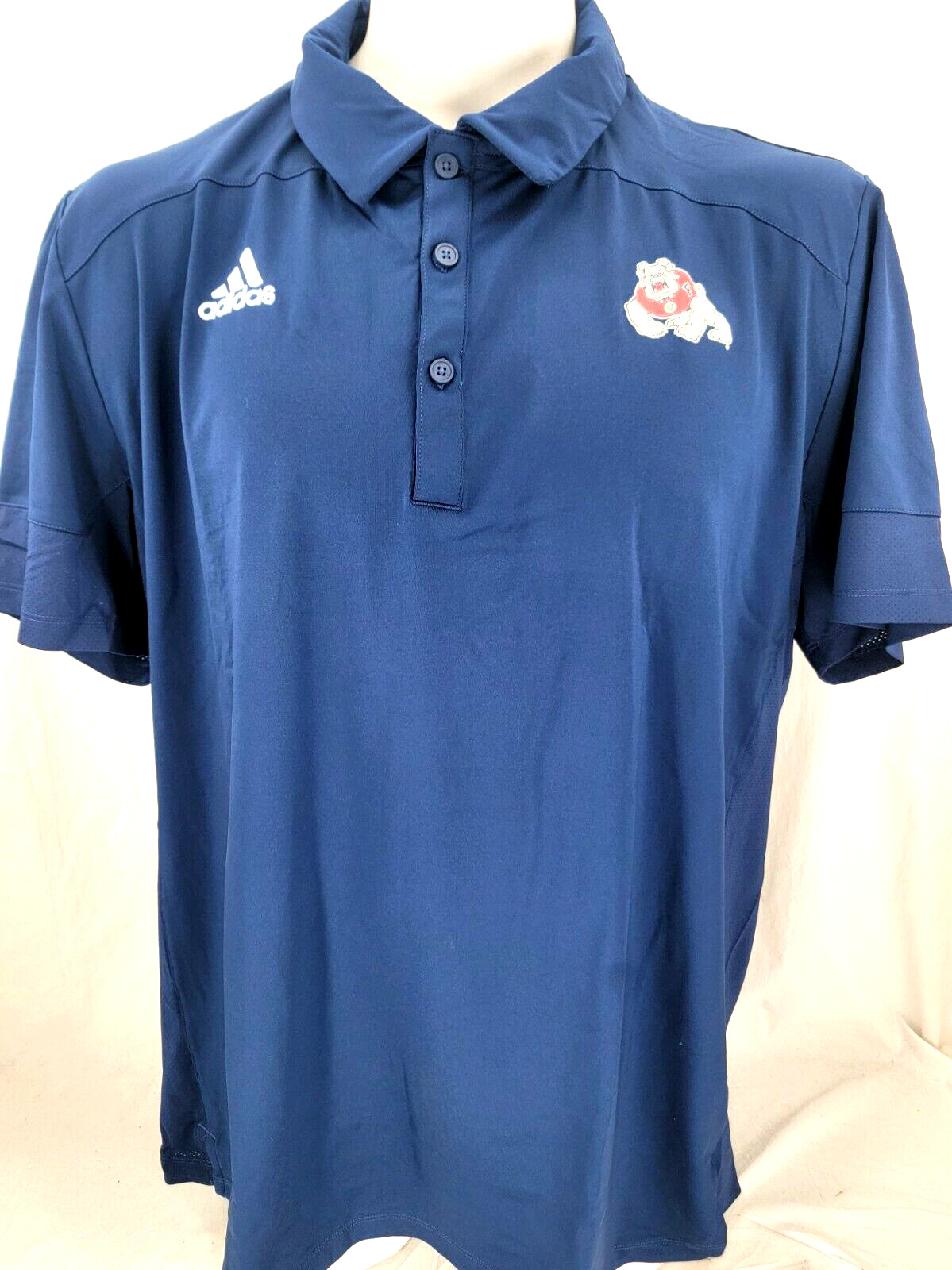 NEW Fresno State Bulldogs Navy Adidas Under The Lights SS Polo Shirt Men's 2XL