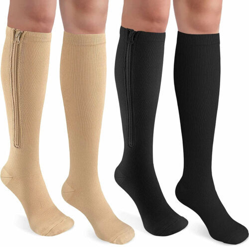 Zip-Up Compression Socks 20-30 mmHg GRADE Knee-High Unisex Leg Support