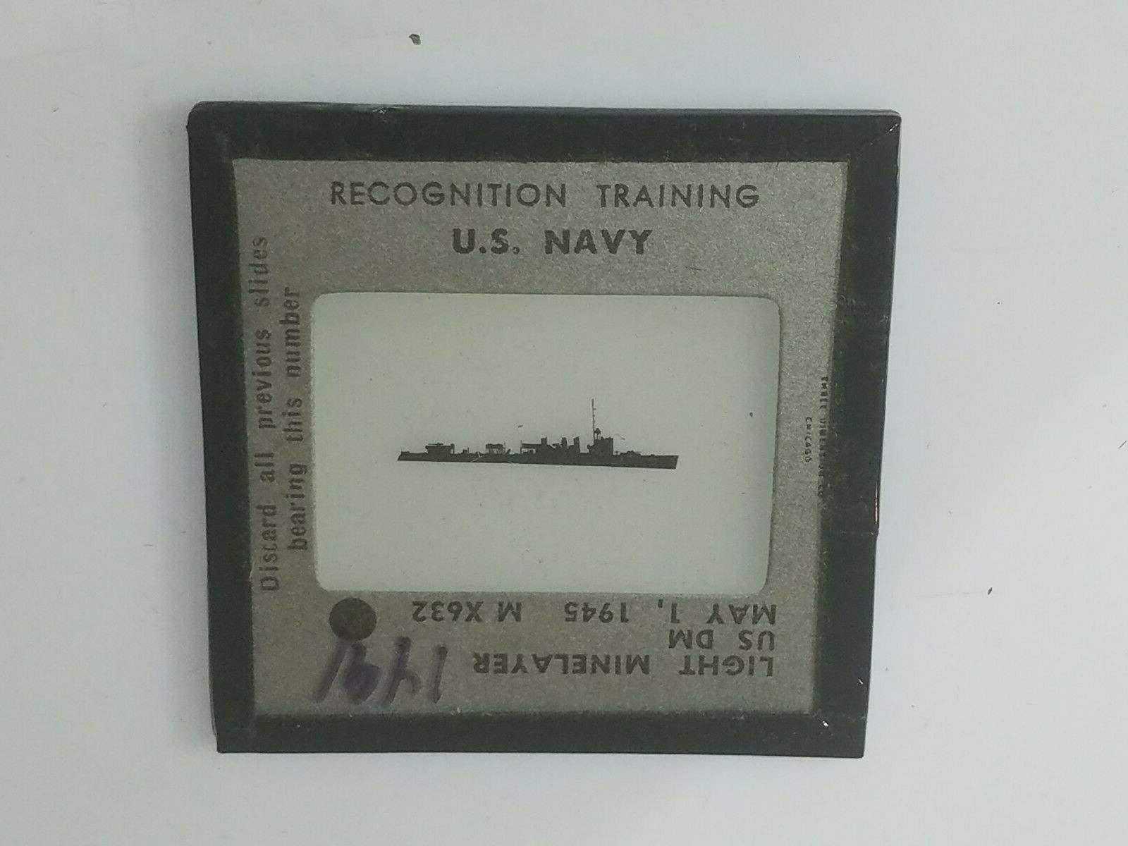 1491 PHOTO GLASS SLIDE PLANE/SHIP Military LIGHT MINELAYER US DM 1945 M X632