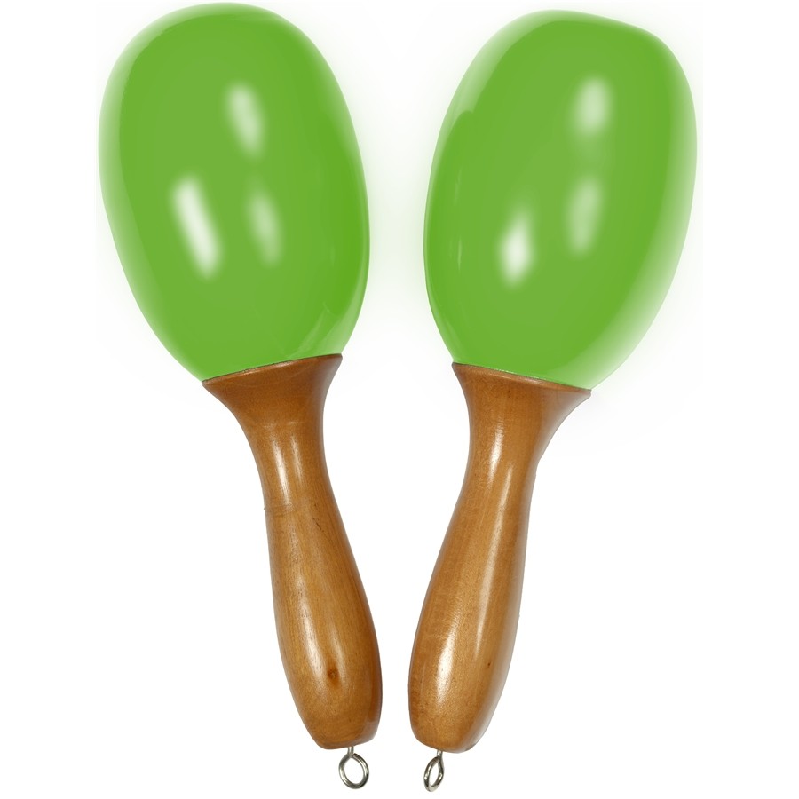 MARACAS-VERT-L MARACAS LARGE WOODEN THONG - GREEN MINOR PERCUSSION