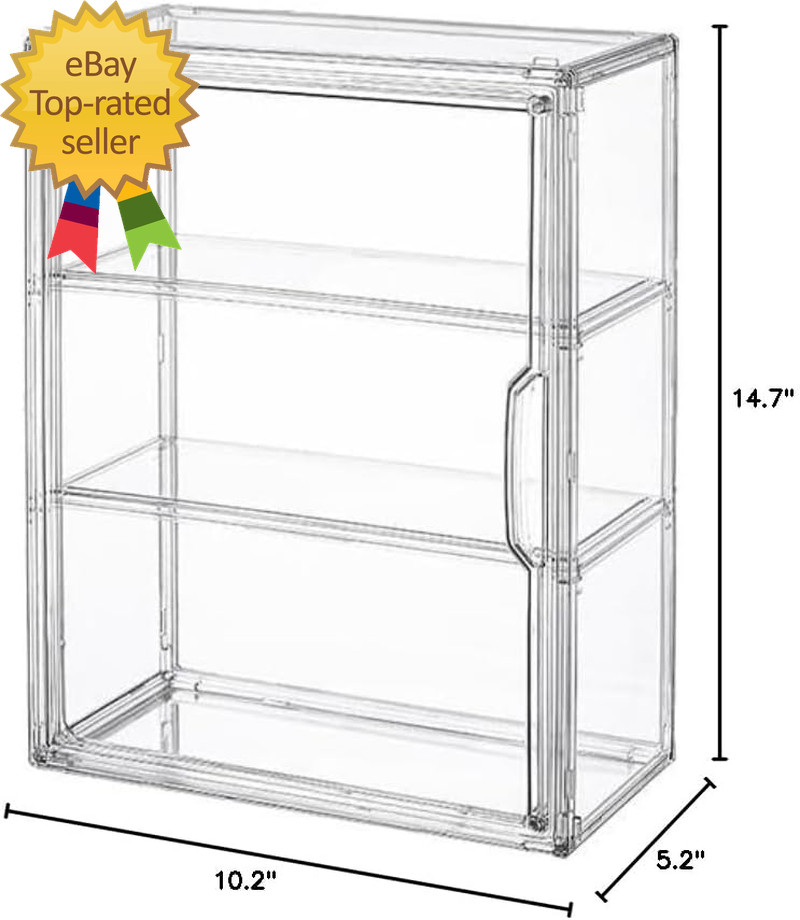 3 Tiers Clear Display Case for Figures Acrylic Storage Organizers Box with