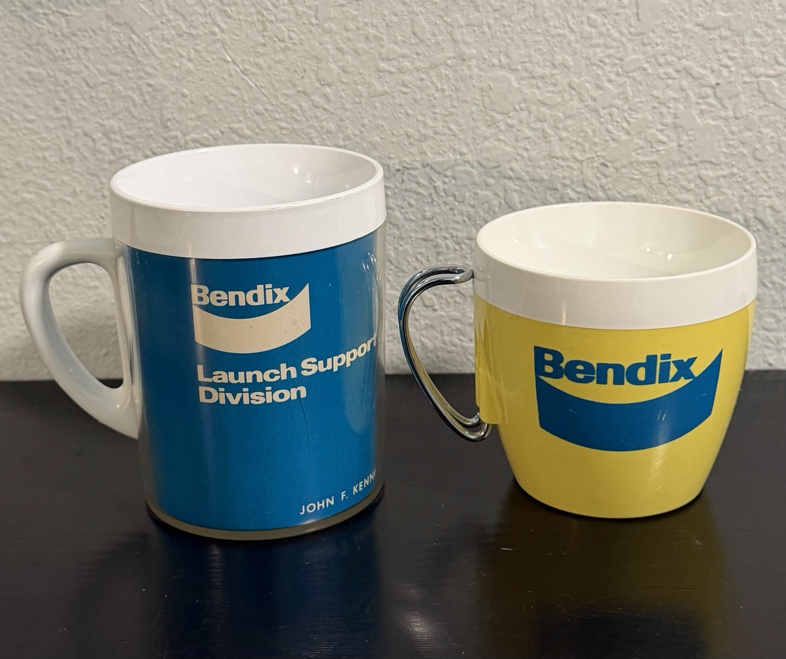 Lot Of 2 Vintage Bendix Kennedy Space Center Launch Support Anniversary Mugs 70s