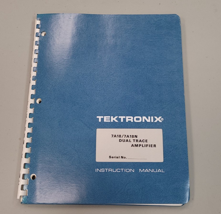 Original Tektronix Instruction Manual for the 7A18 7A18N Dual trace amp 070-1126