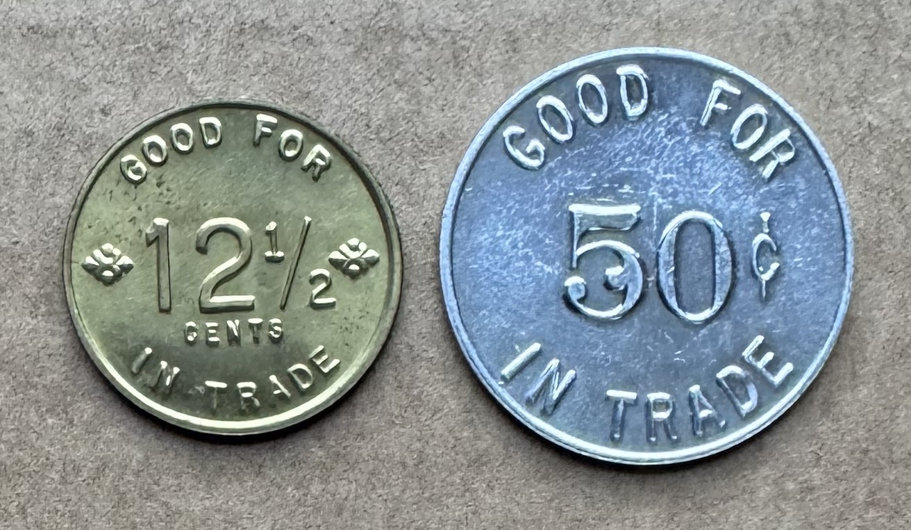 2 PC CANADA CONSOLIDATED NUMISMATICS EDMUNDSTON NEW BRUNSWICK TRADE TOKENS UNC