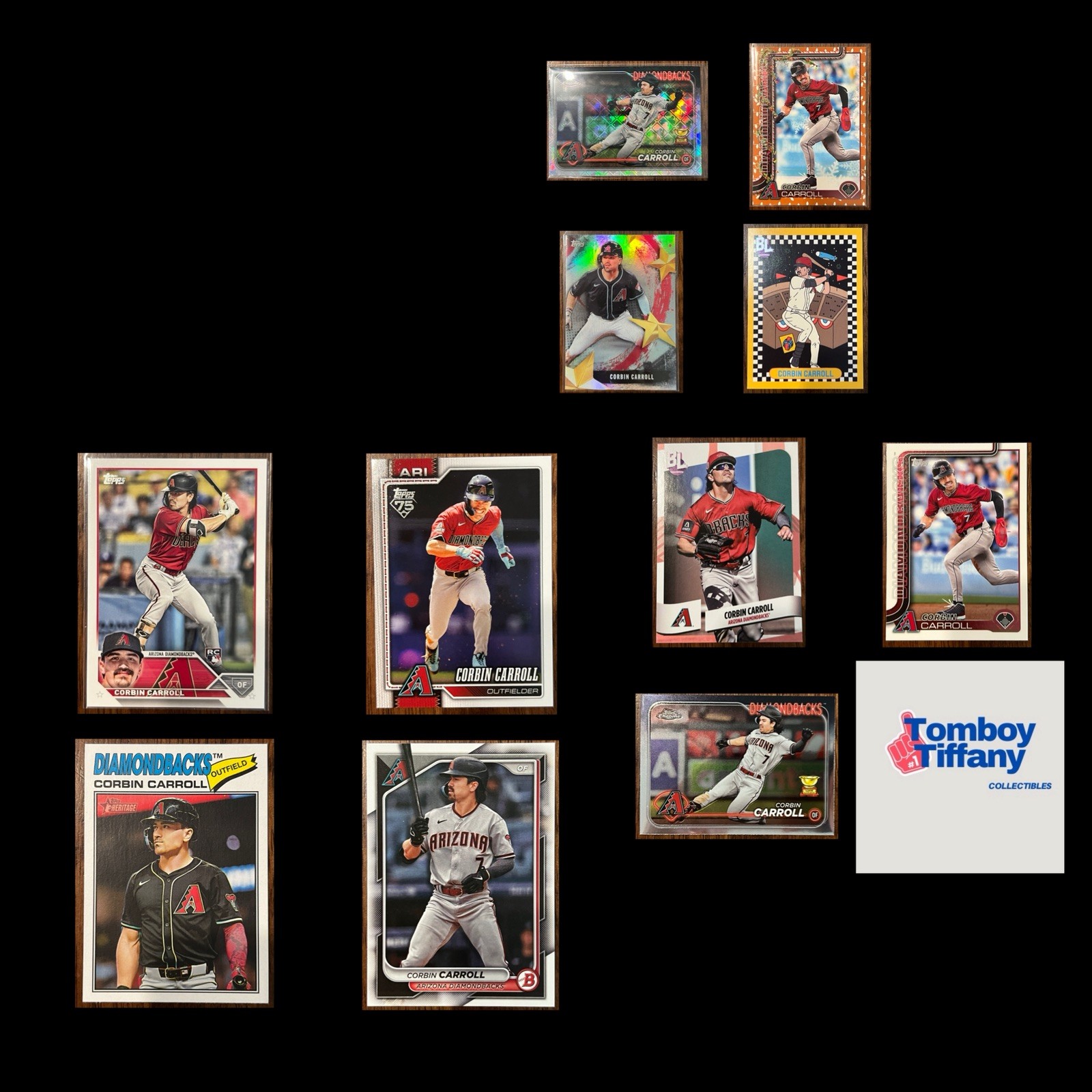 Corbin Carroll Lot 1( 11 cards) Arizona Diamondbacks -Logofractor/Inserts/Rookie