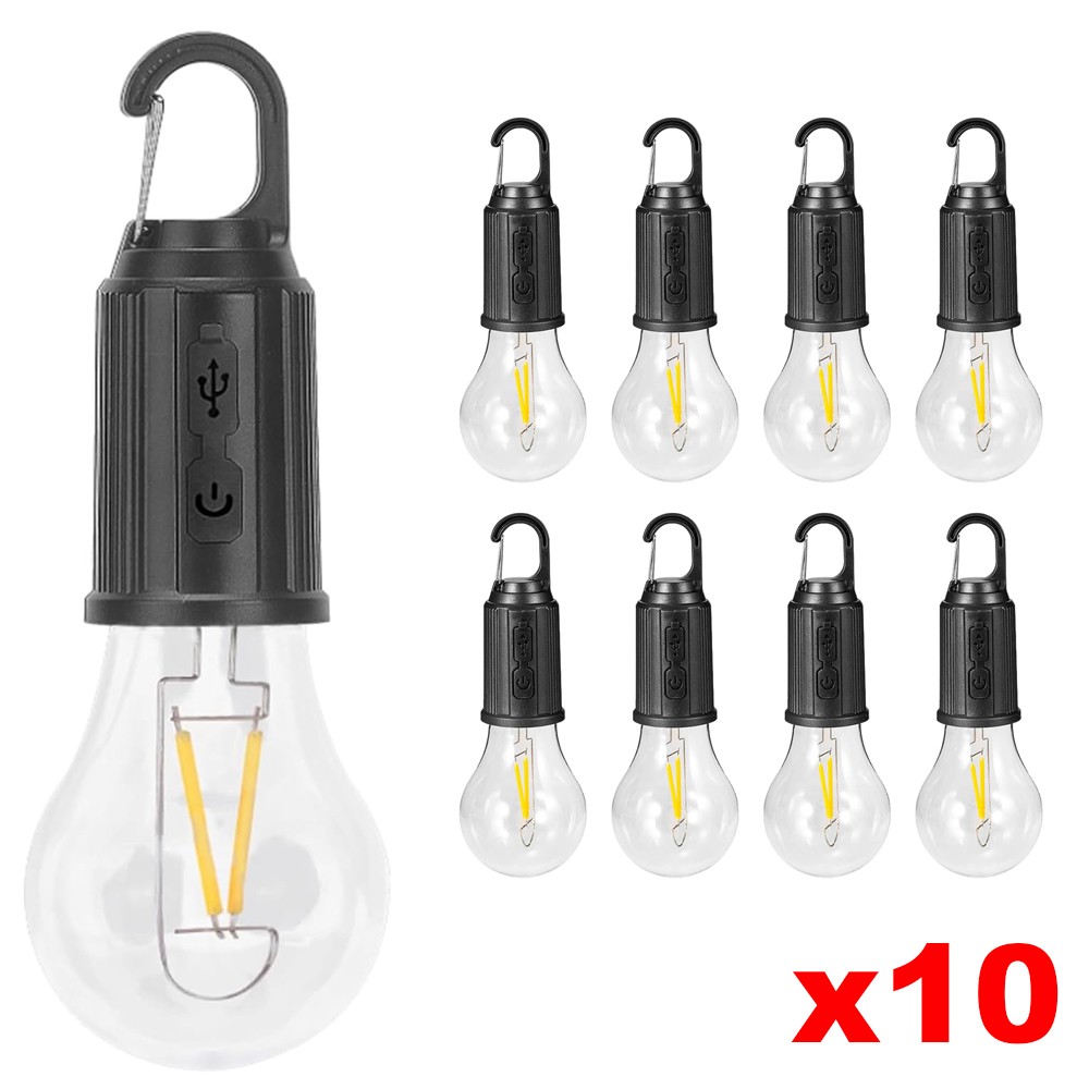 10x LED Portable Camping Tent Lamp Emergency Hiking Outdoor Light Lantern Bulb