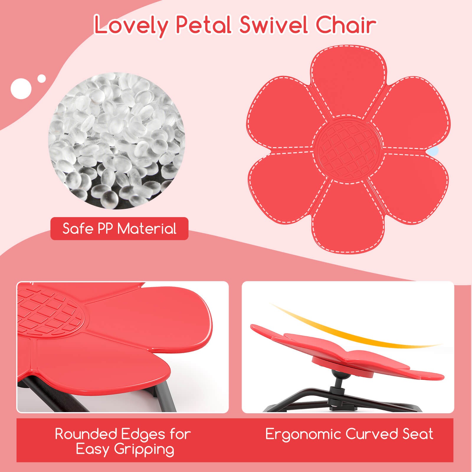 Kids Sensory Swivel Chair w/Non-Slip Metal Base for Autistic Kids Indoor Outdoor