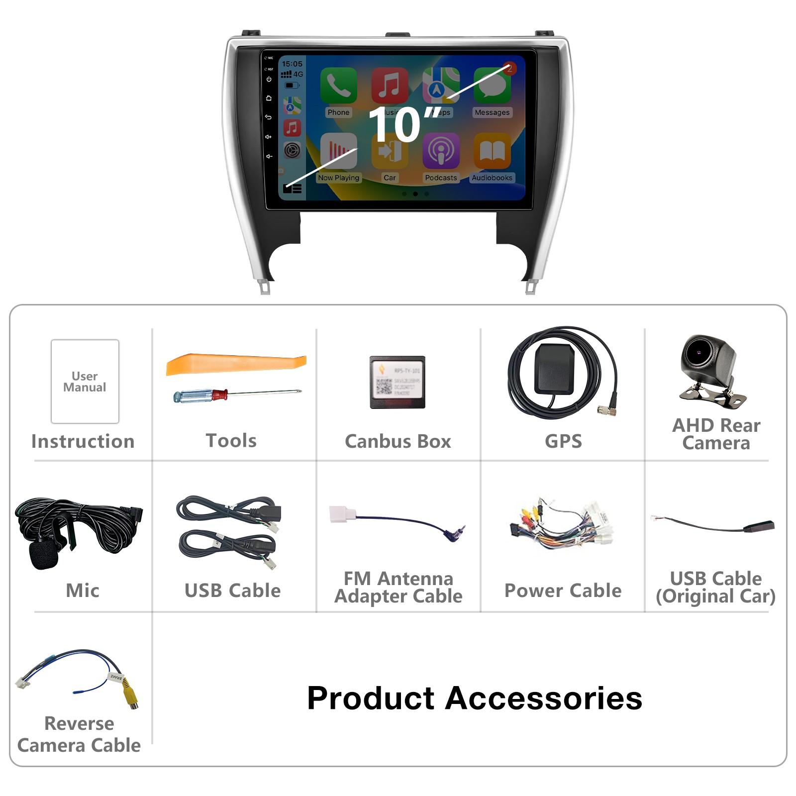 For 2015 2016 2017 Toyota Camry Radio GPS Stereo Car CarPlay&Android Auto 2+32G