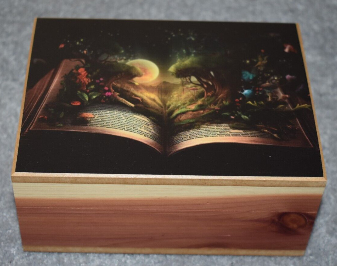 #97106 WOODLAND STORYBOOK KEEPSAKE JEWELRY WOOD CEDAR BOX 4.5" X 6"