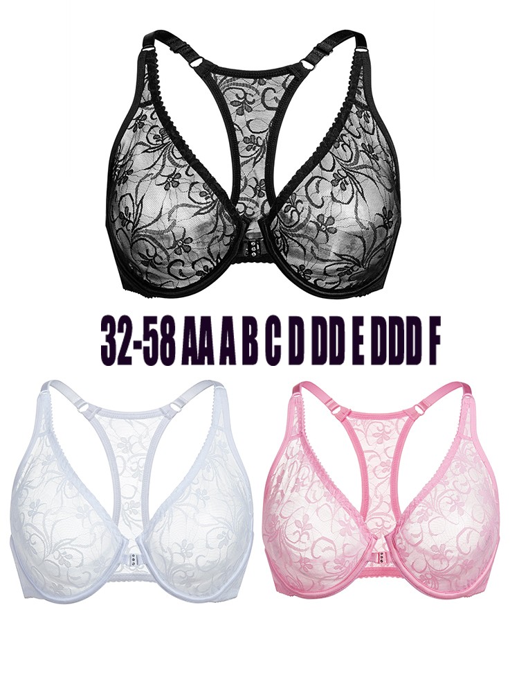 Front Closure Bras Women Bras Lace Racer Back Plunge Brassiere Sexy Lingerie BH