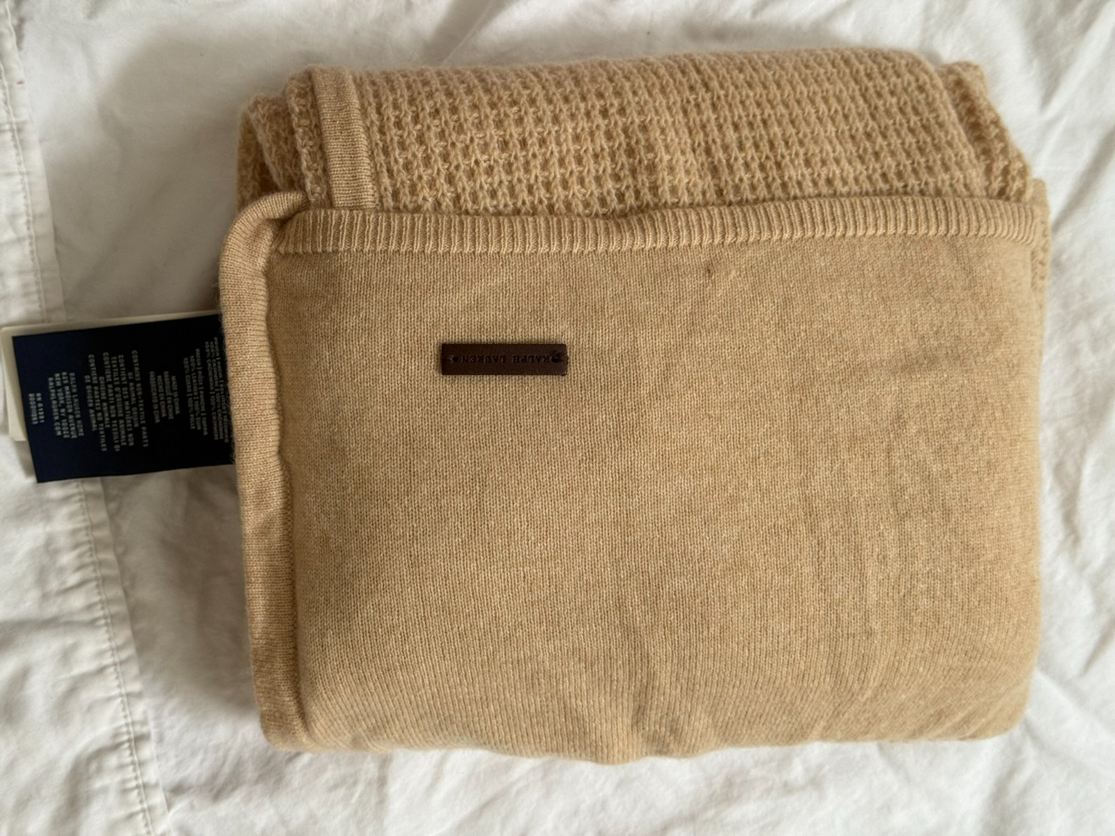Ralph Lauren Cashmere Travel Blanket CAMEL