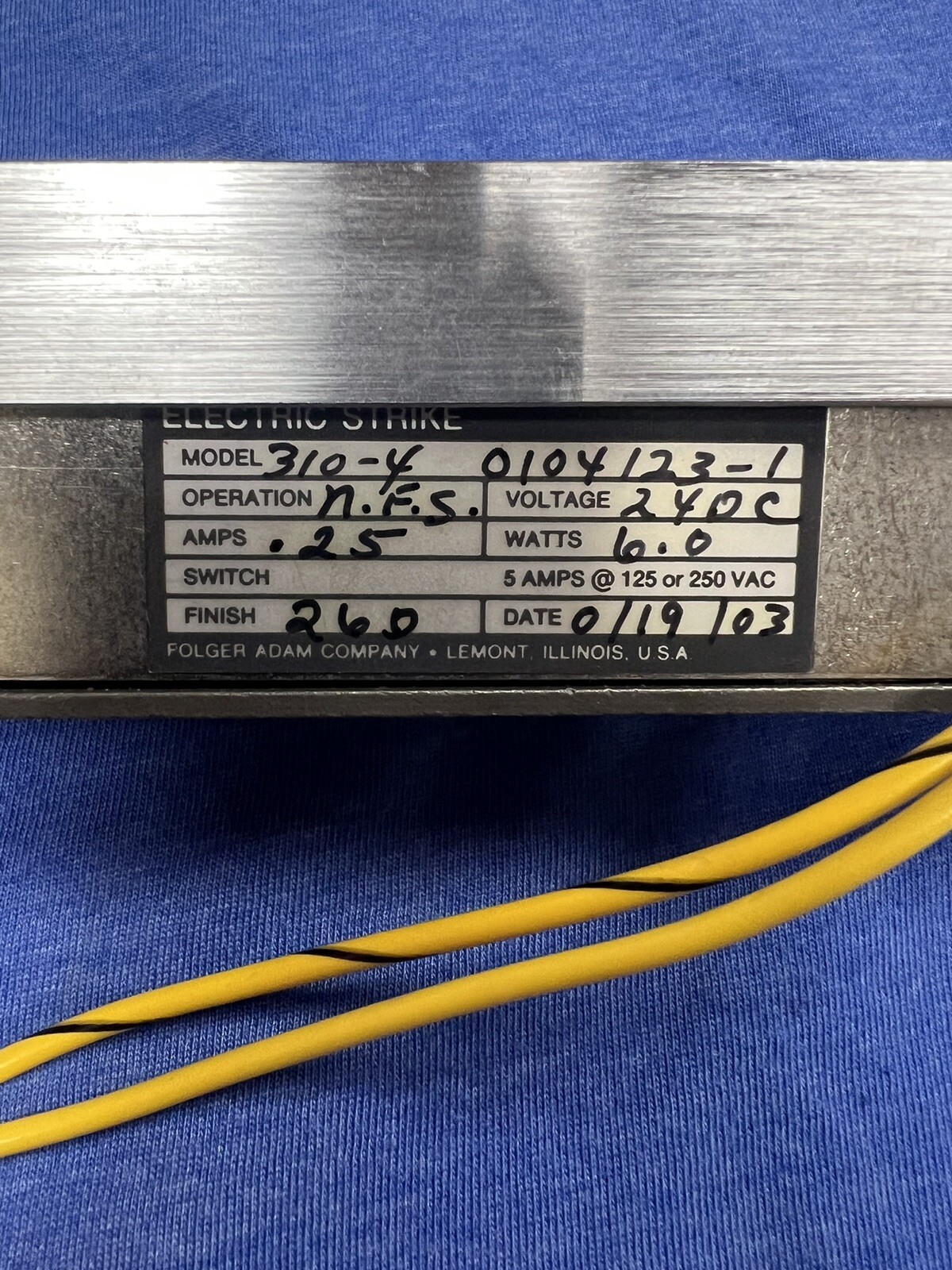 Folger Adam 310-4 Electric Strike Fail Secure US26D 24VDC