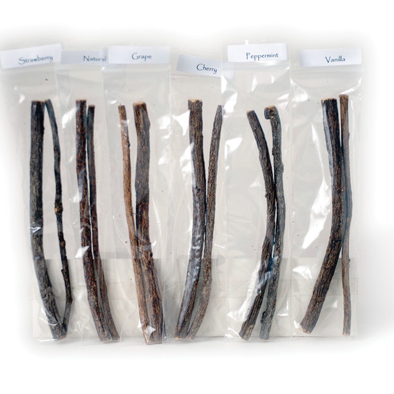 100% Herbal Chew Sticks Sampler Set -Peppermint, Strawberry, Vanilla, Cherry