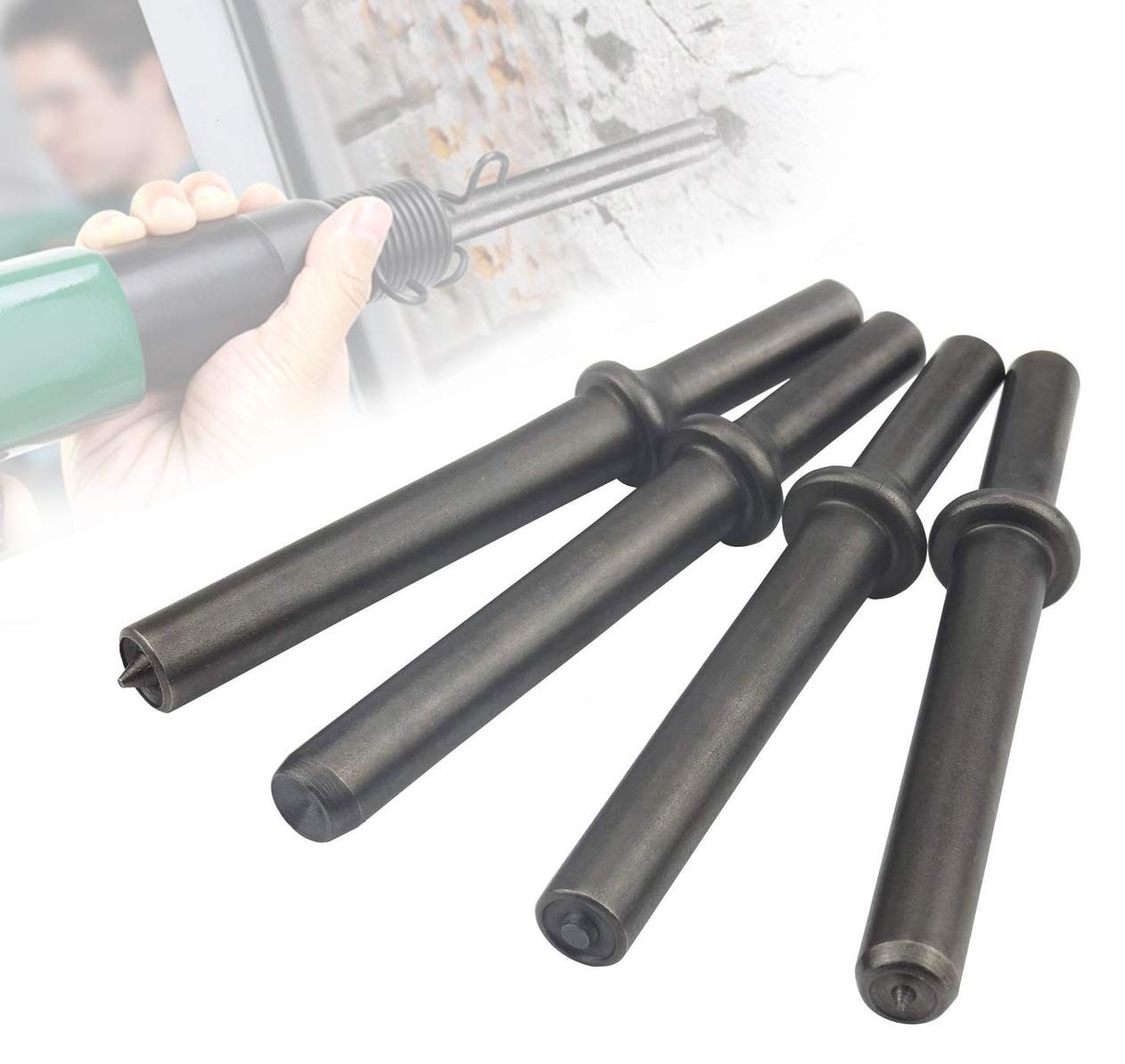 4 Pcs Pneumatic Air Rivet Hammer Set, Heavy Duty Shank 0.401 Air Hammer Bits ...