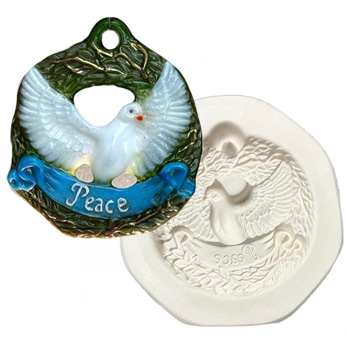6.25"X 5.5" Deep 1.5" Peace Dove Wreath Frit Casting Mold Glass Fusing