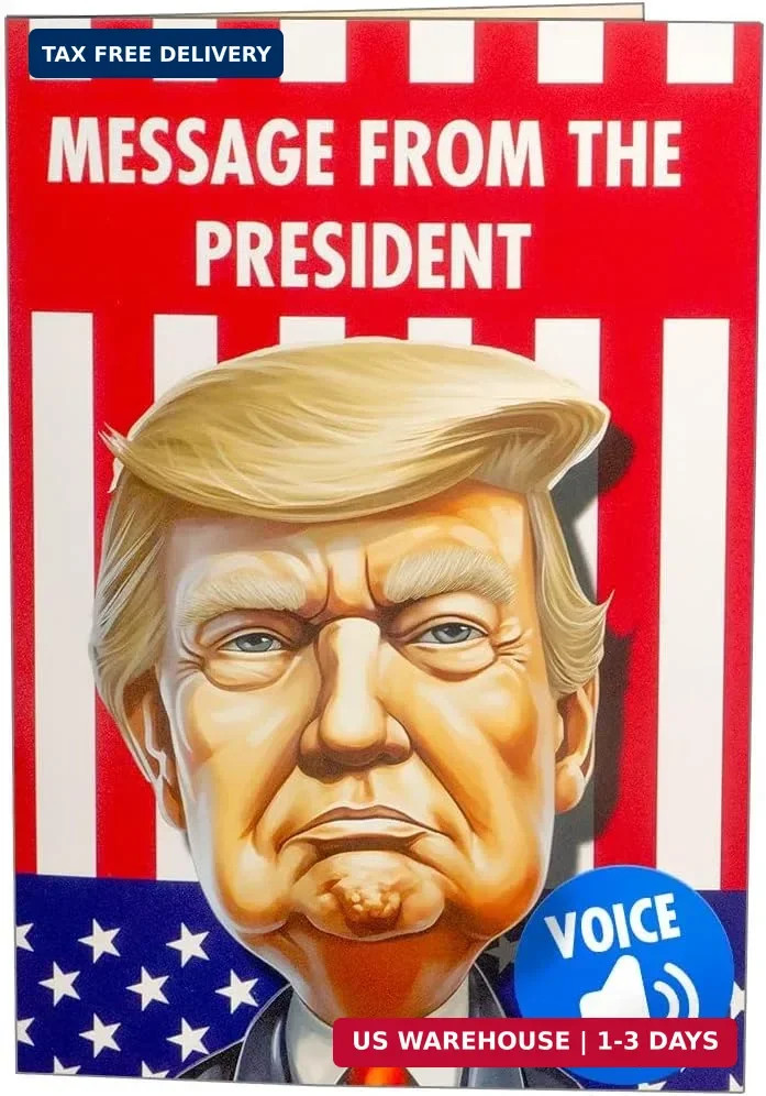 Joyadora Donald Trump Birthday Card Talking - Trump Merchandise Gift, Funny Birt