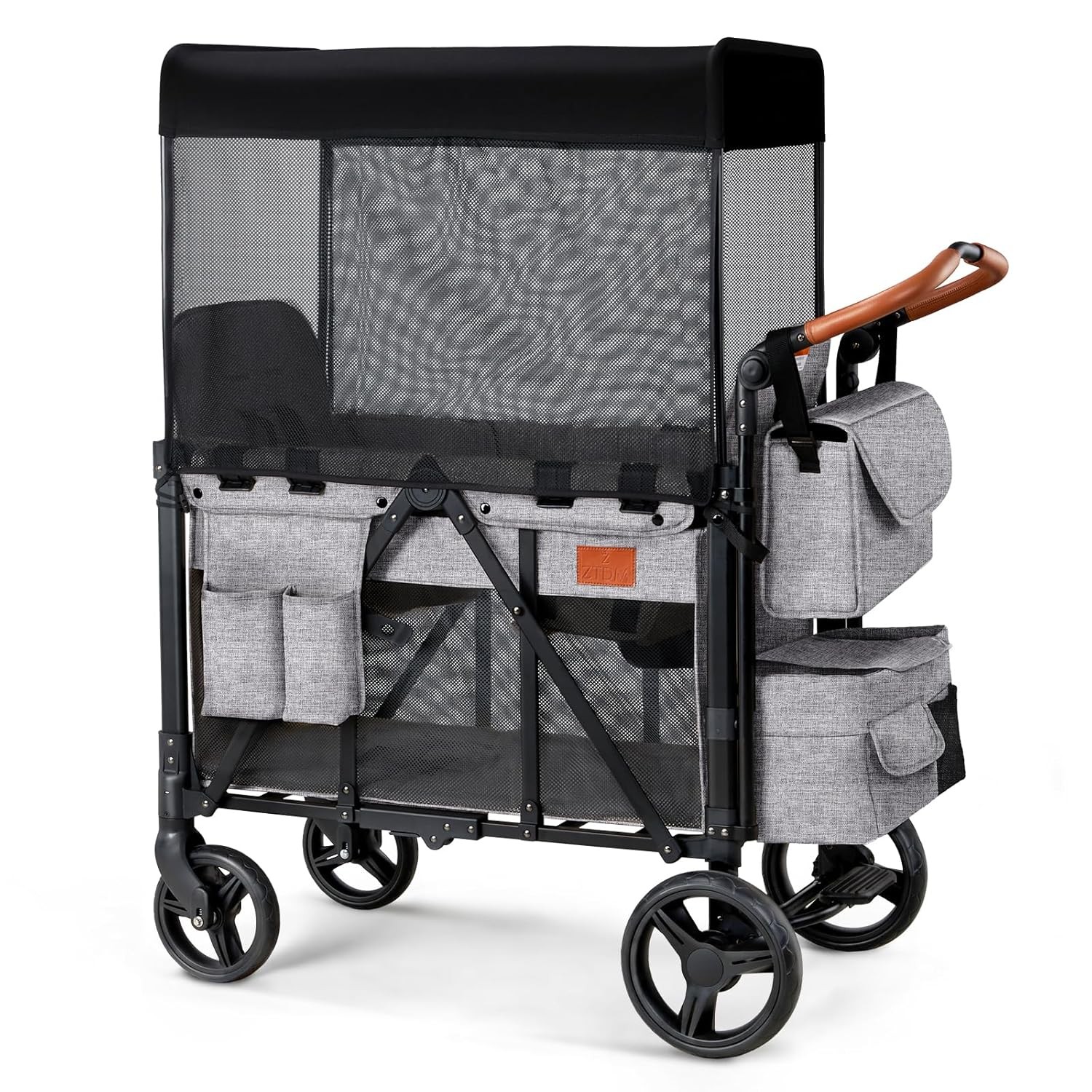 Wagon Stroller for 2 Kids, High Seat & 5 Point Harness,Adjustable Handlebar