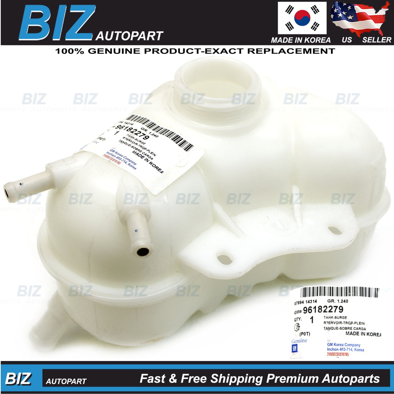Genuine Engine Coolant Recovery Tank for 1999-2002 DAEWOO LANOS 1.6L 96182279