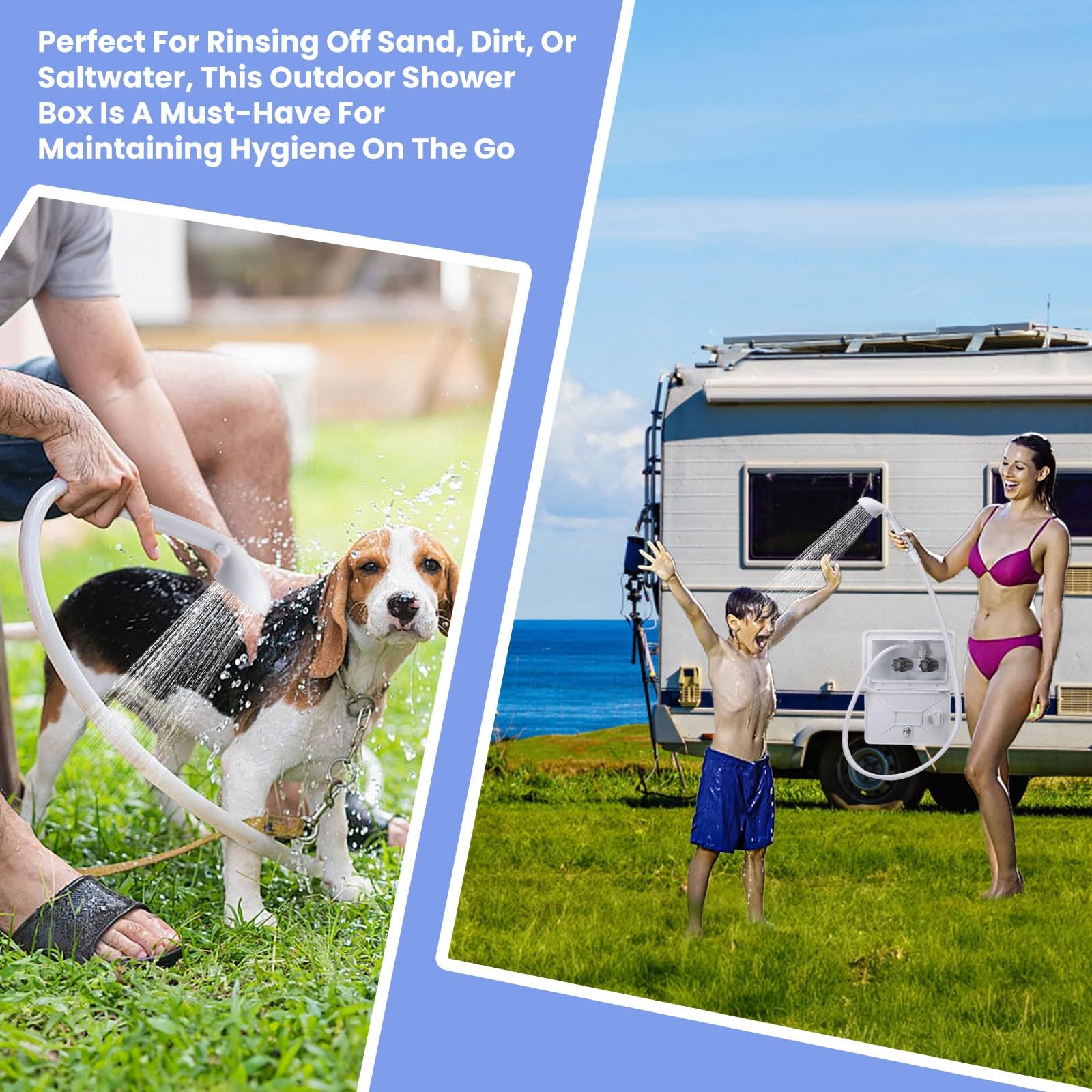 Rv Outside Shower, Camper Outdoor Shower Kit, Rv Exterior Faucet Box with Hea...
