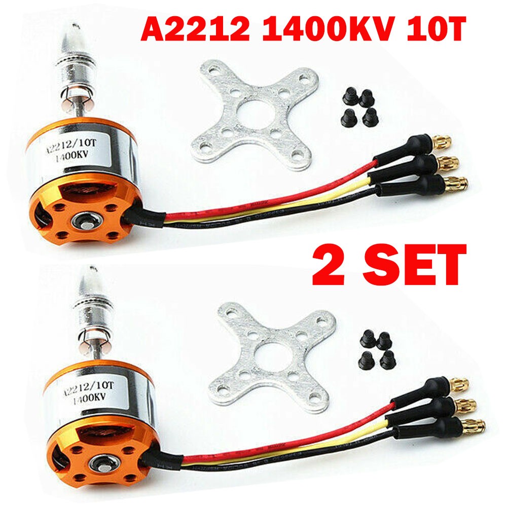 2-Set A2212 1400KV 10T Brushless Outrunner Motors For F450 F550 MWC RC Airplane