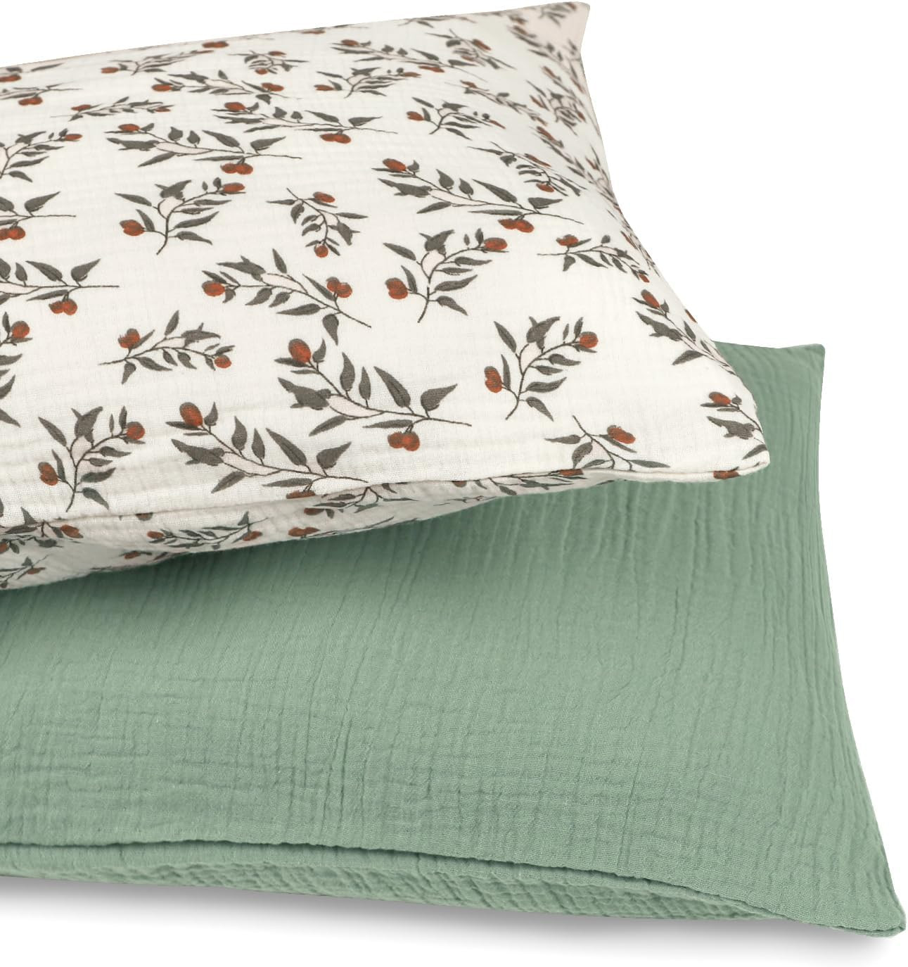 2-Pack Toddler Pillowcase - 100% Muslin Cotton Fits 13 * 18 Toddler Pillows, Sof