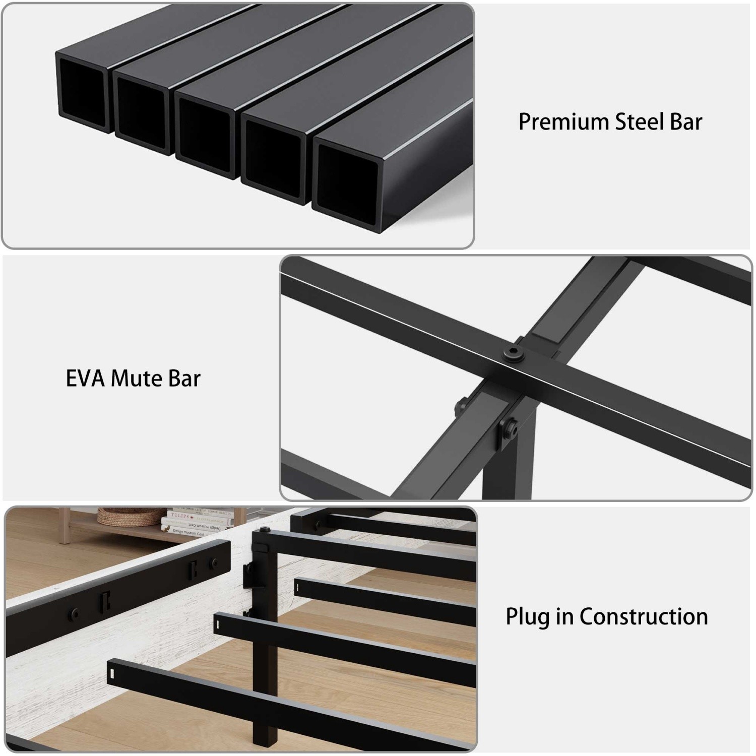 Queen/King Size Platform Bed Frame w/ Storage Headboard & LED Light & USB Ports