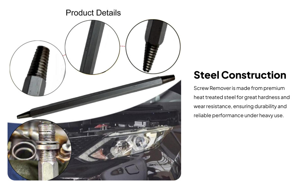 Broken Spark Plug Removal Tool Steel Easy Out Easily Remove Hexagonal Grip Screw
