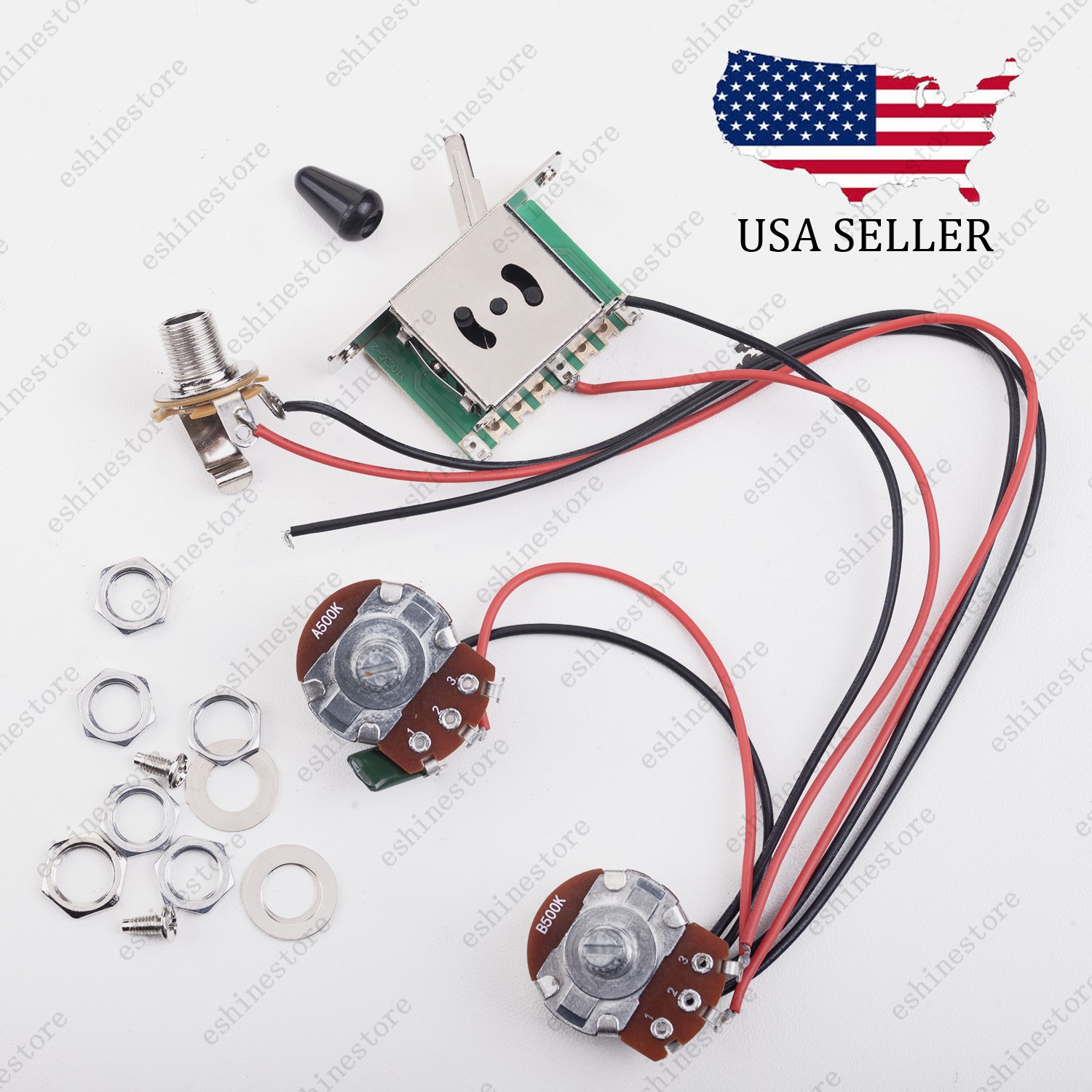 Guitar Wiring Harness set 1T1V A/B500k Pots with 3-Way Switch for Telecaster