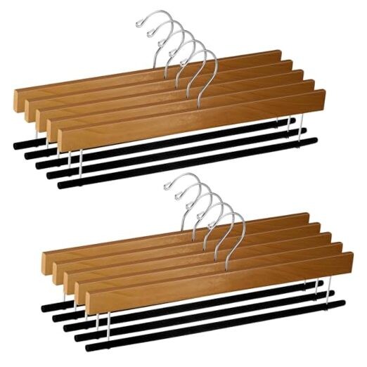 Pack Wooden Velvet Pants Hangers - 16 Inch Non Slip Wood Pants 10 Brown
