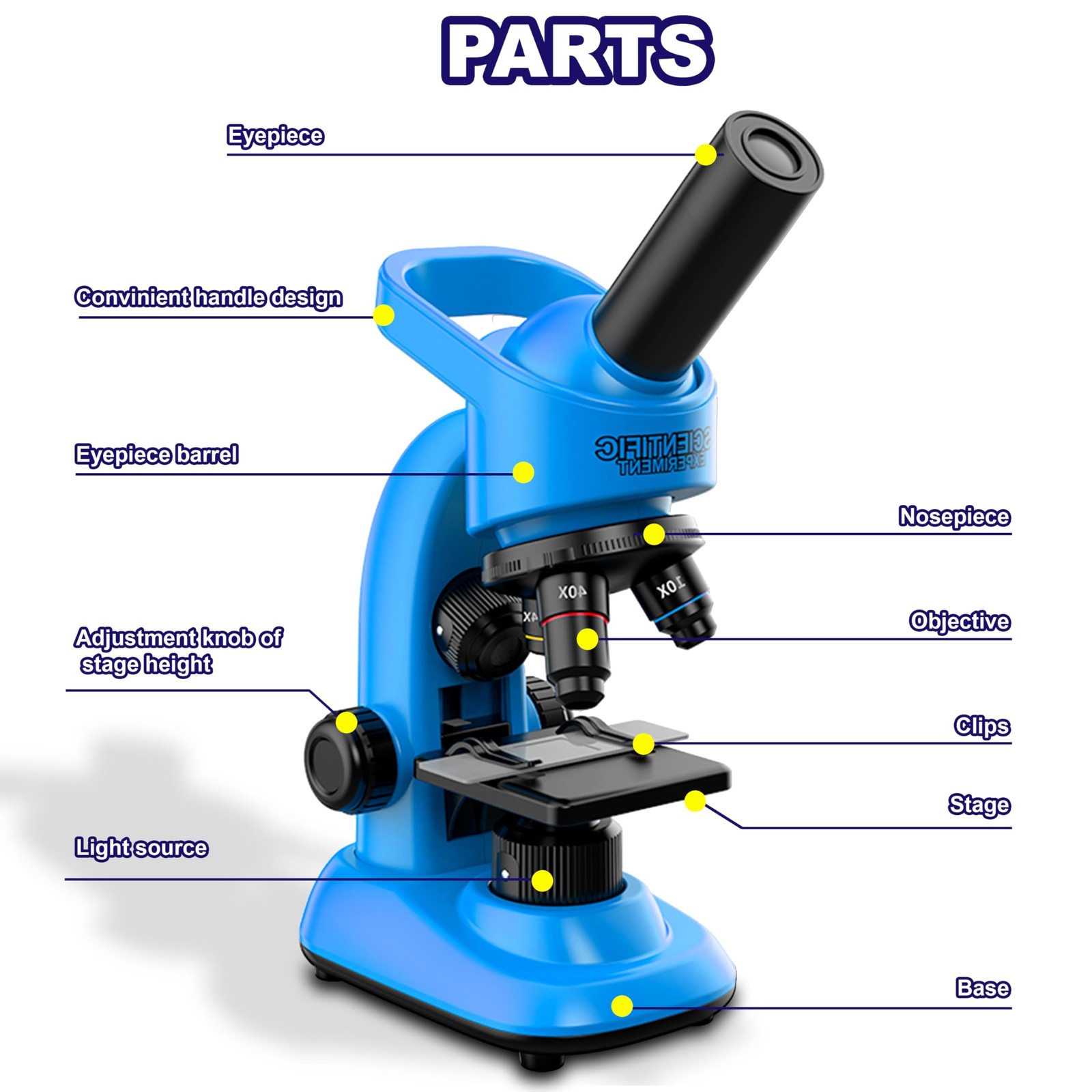 Kids Microscope,40-1600x Microscope Kit for Beginners Yellow