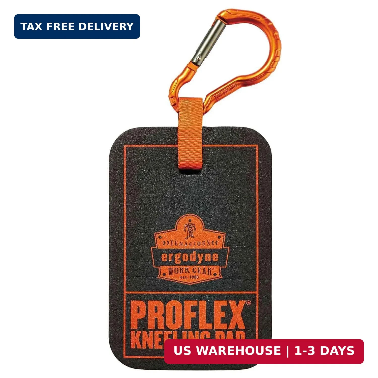 Ergodyne - 18565 ProFlex 365 Mini Kneeling Pad with Carabiner, 4" x 6" x 1", Bla