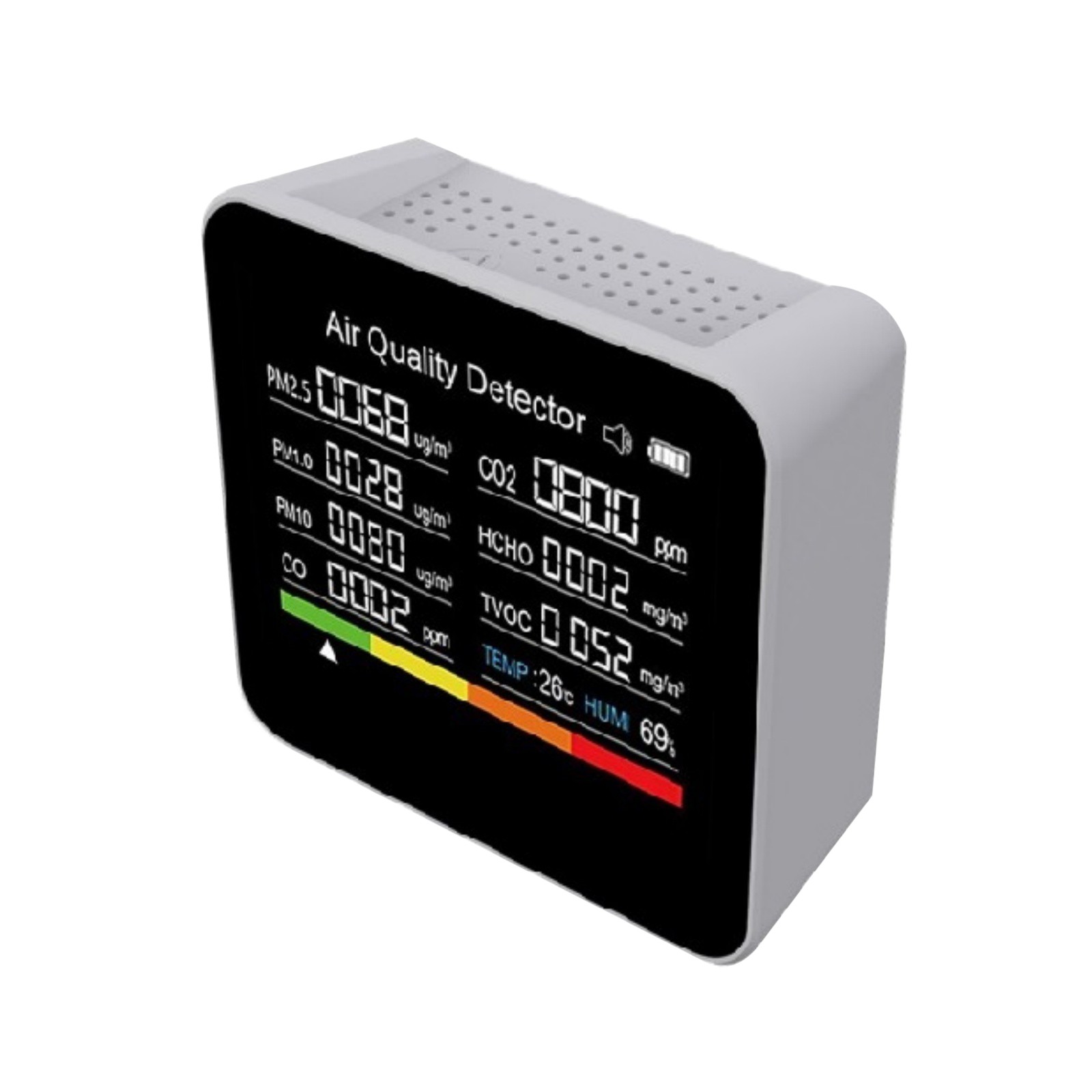 Portable 9-in-1 Multifunctional Air Quality Monitor 40H Playtime For Home Travel