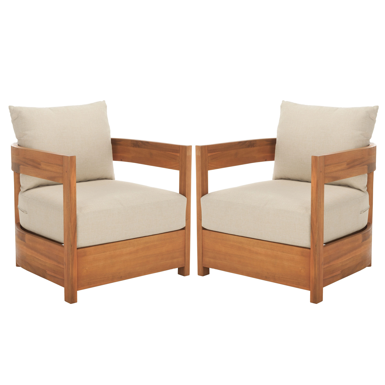 SAFAVIEH Outdoor Patio Furniture Kento Armchair (Set of 2) - 27"W x 29"D x 25"H
