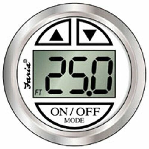 Faria 13850 Chesapeake White SS 2 in Depth Sounder with Transom Mount Transducer