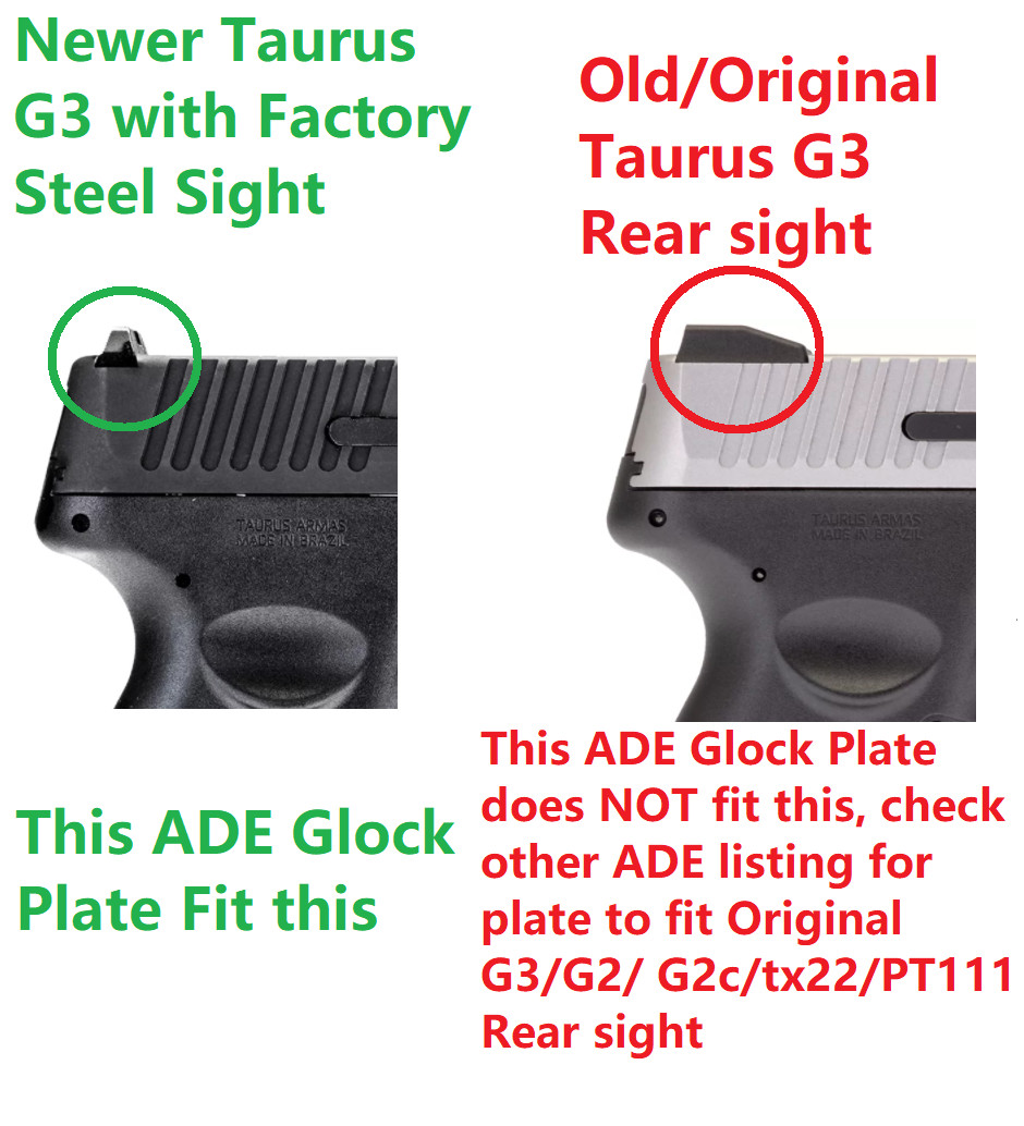 Ade RD3-015 RED Dot+OPTIC PLATE for Taurus TX22 Gen2,GX2,GX4, G3C,G3,G3XL Pistol