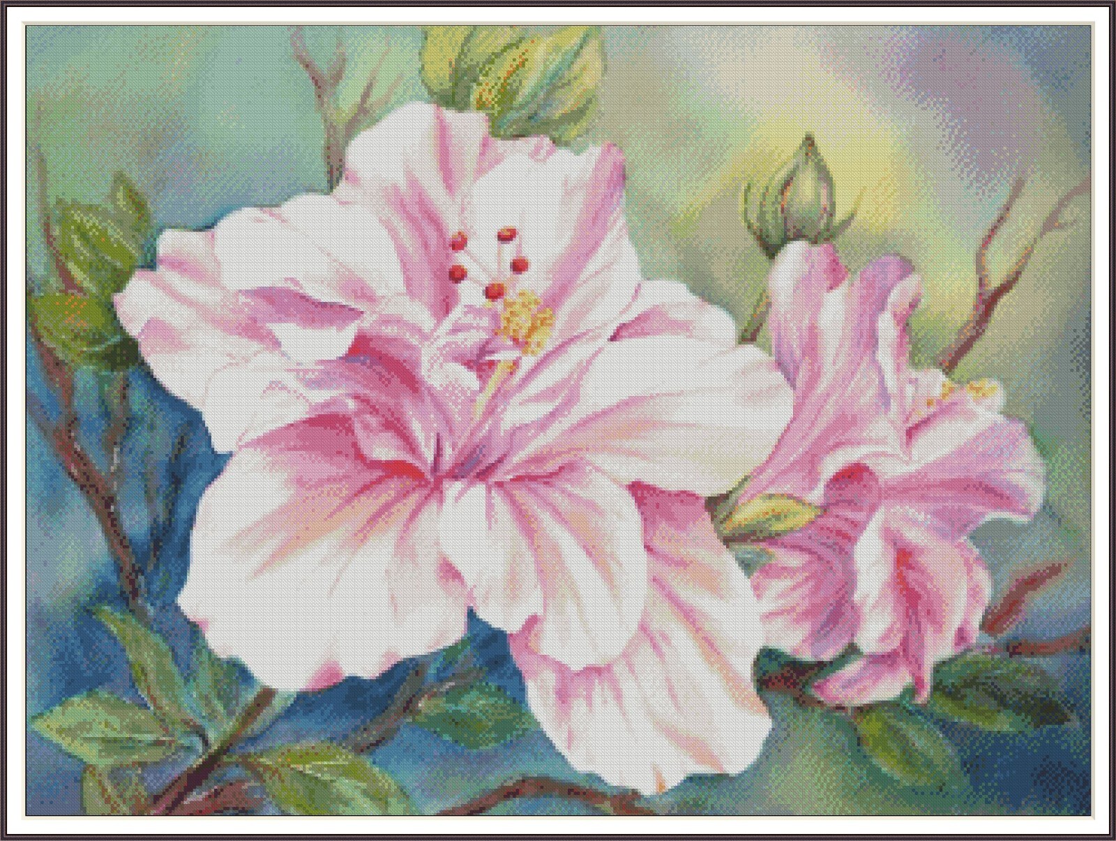 Hibiscus 1355 Chart Counted Cross Stitch Pattern Needlework