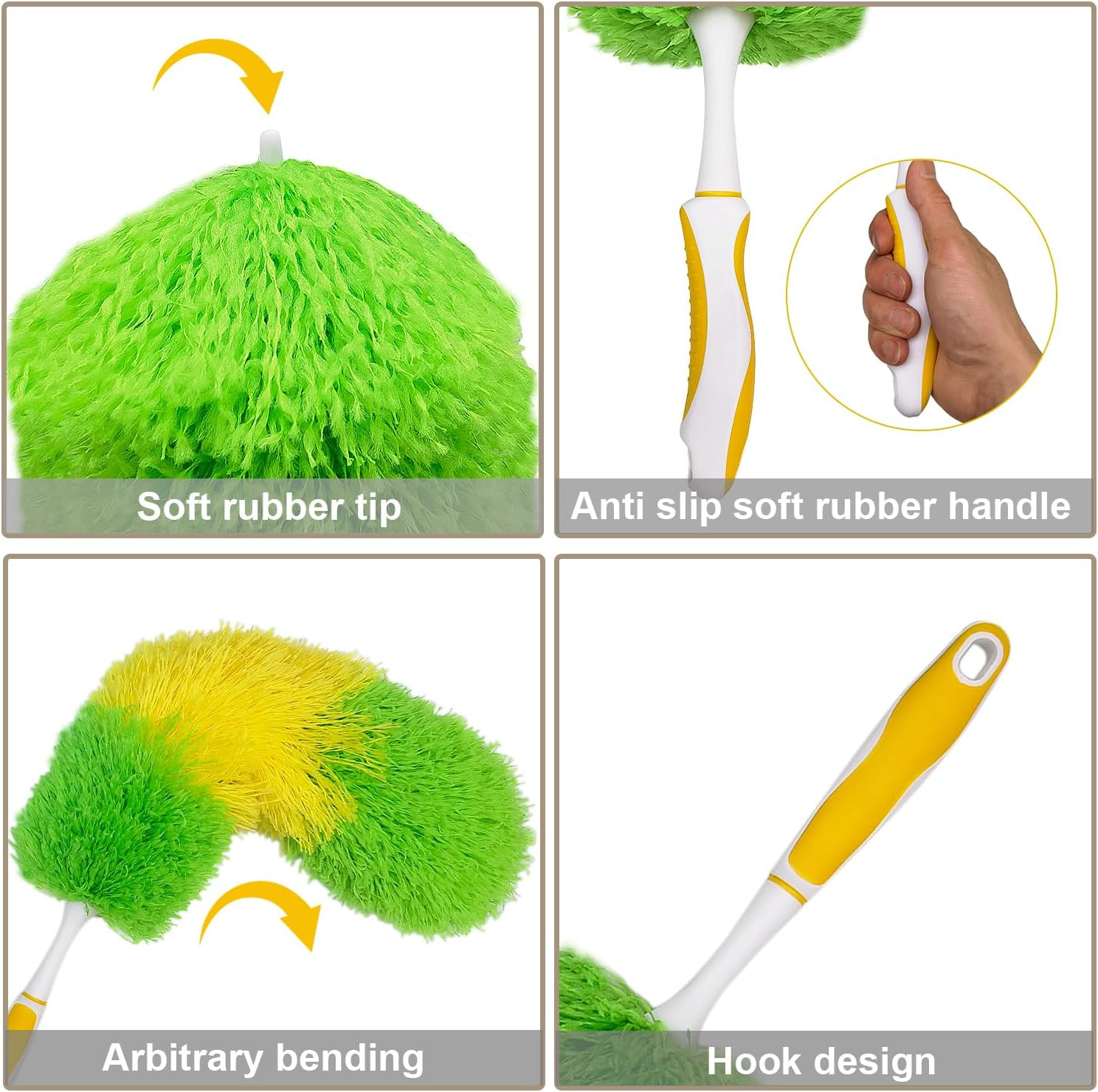2 Pack 20-inch Microfiber Dusting Dusters with Non-Slip Handles and Bendable Mic