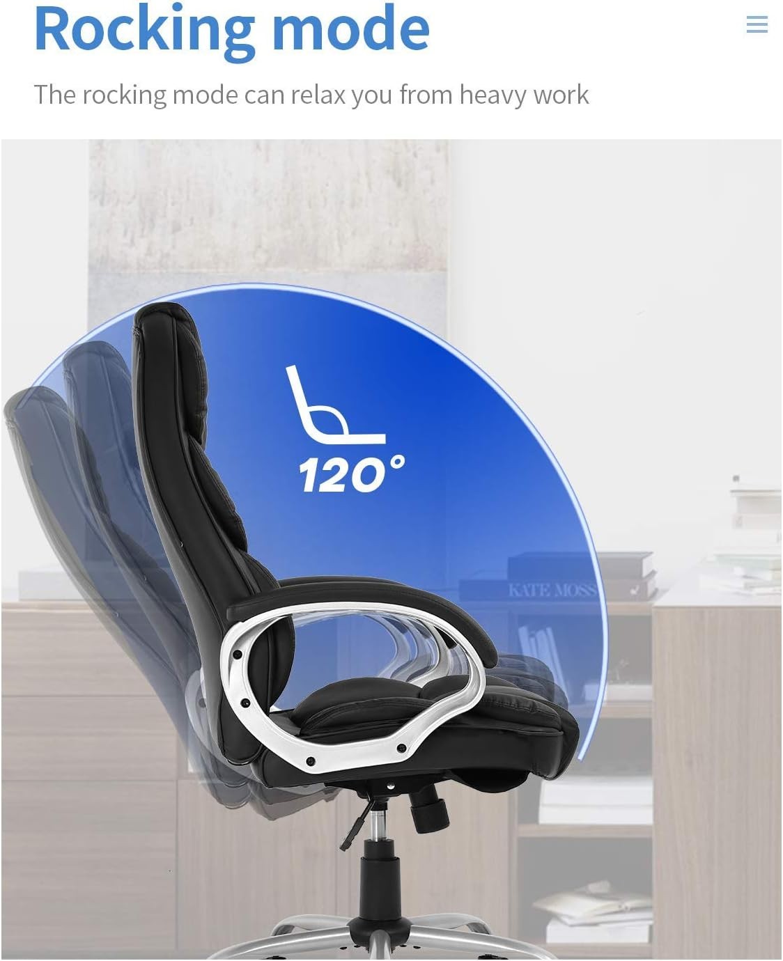 High Back Ergonomic Office Chair PU Leather Adjustable Swivel Task Chair Black