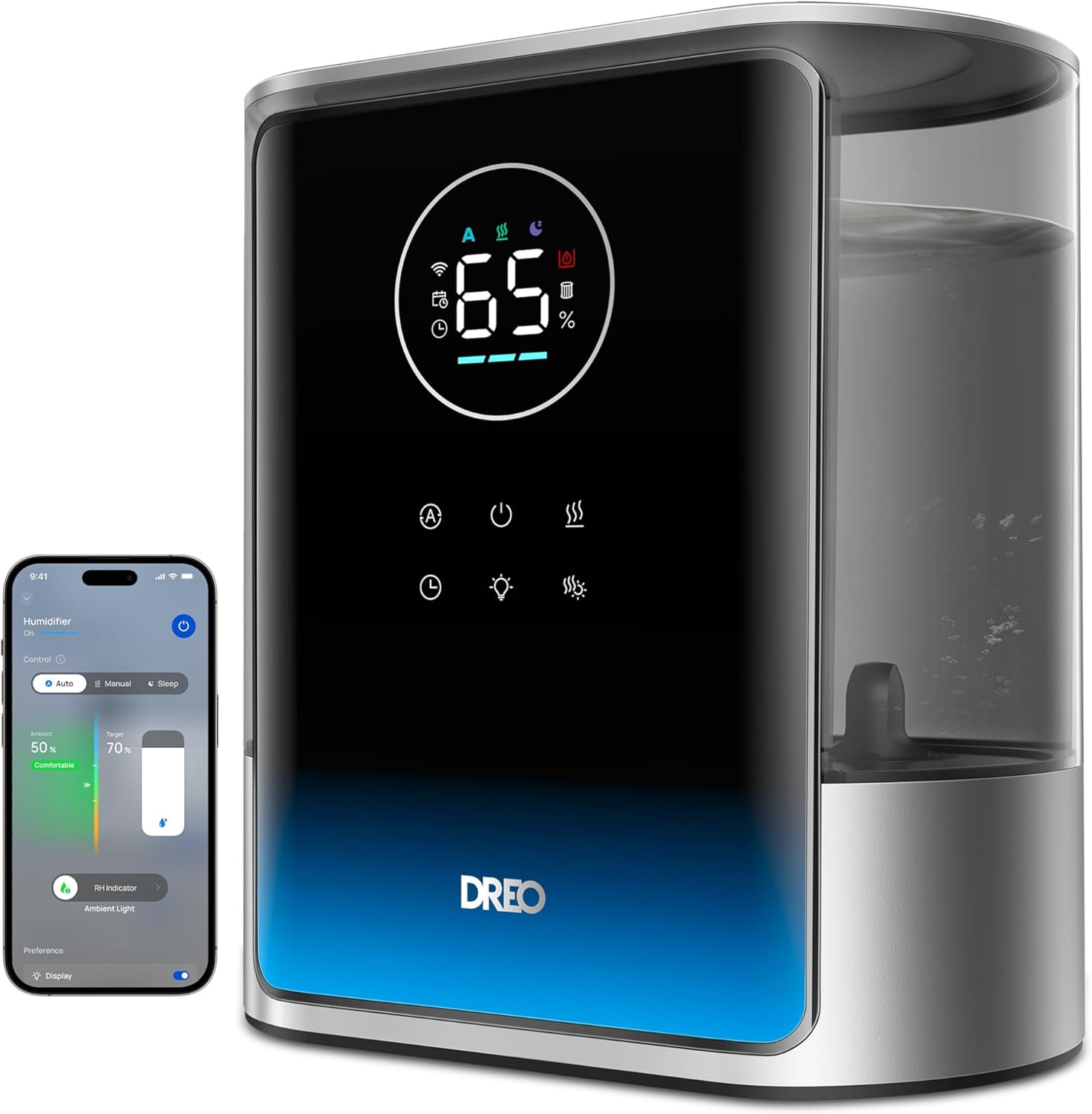 8L Smart Humidifier Large Room 600Ft², HM717S, 80H Runtime Supersized Warm and C