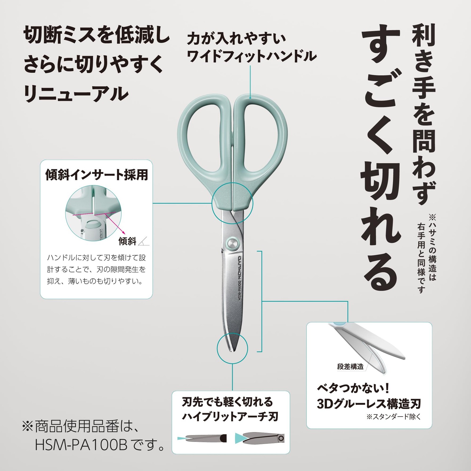 Kokuyo Saxa Scissors Black HSM-PA100D