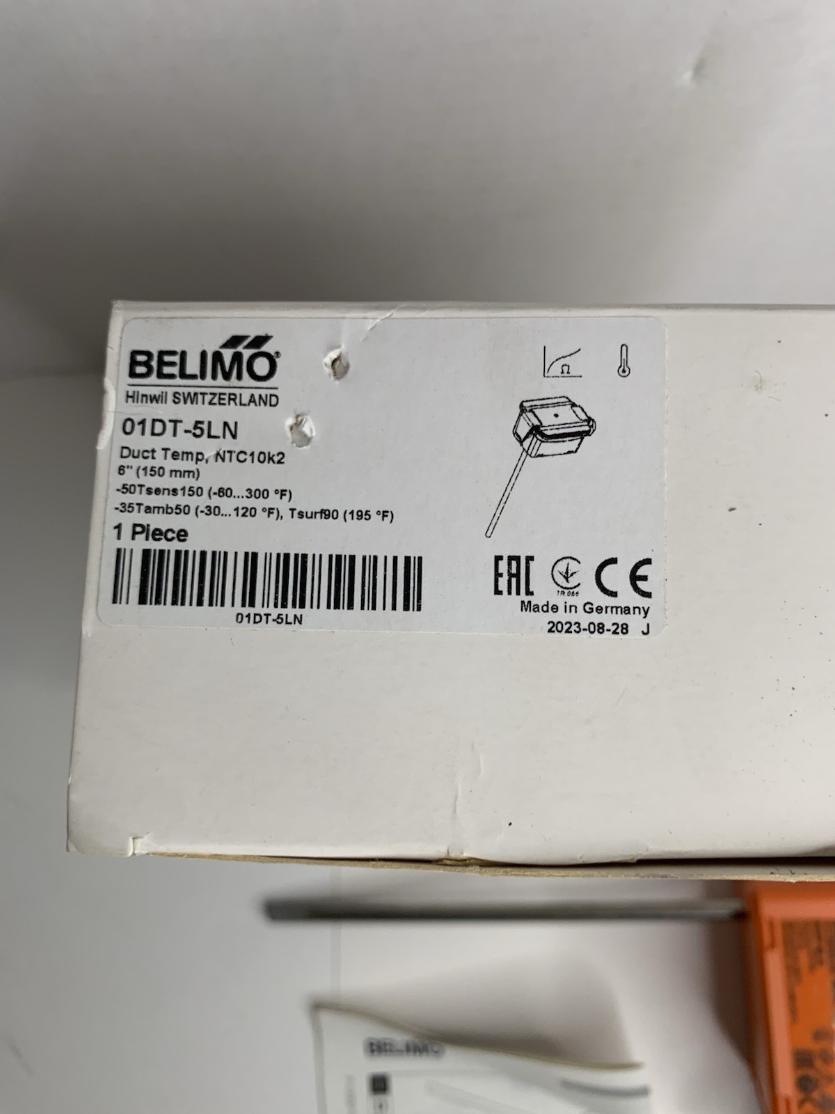 Belimo 01DT-5LN Duct/Immersion Sensor Temperature Passive, NTC10k (10k2), 6"