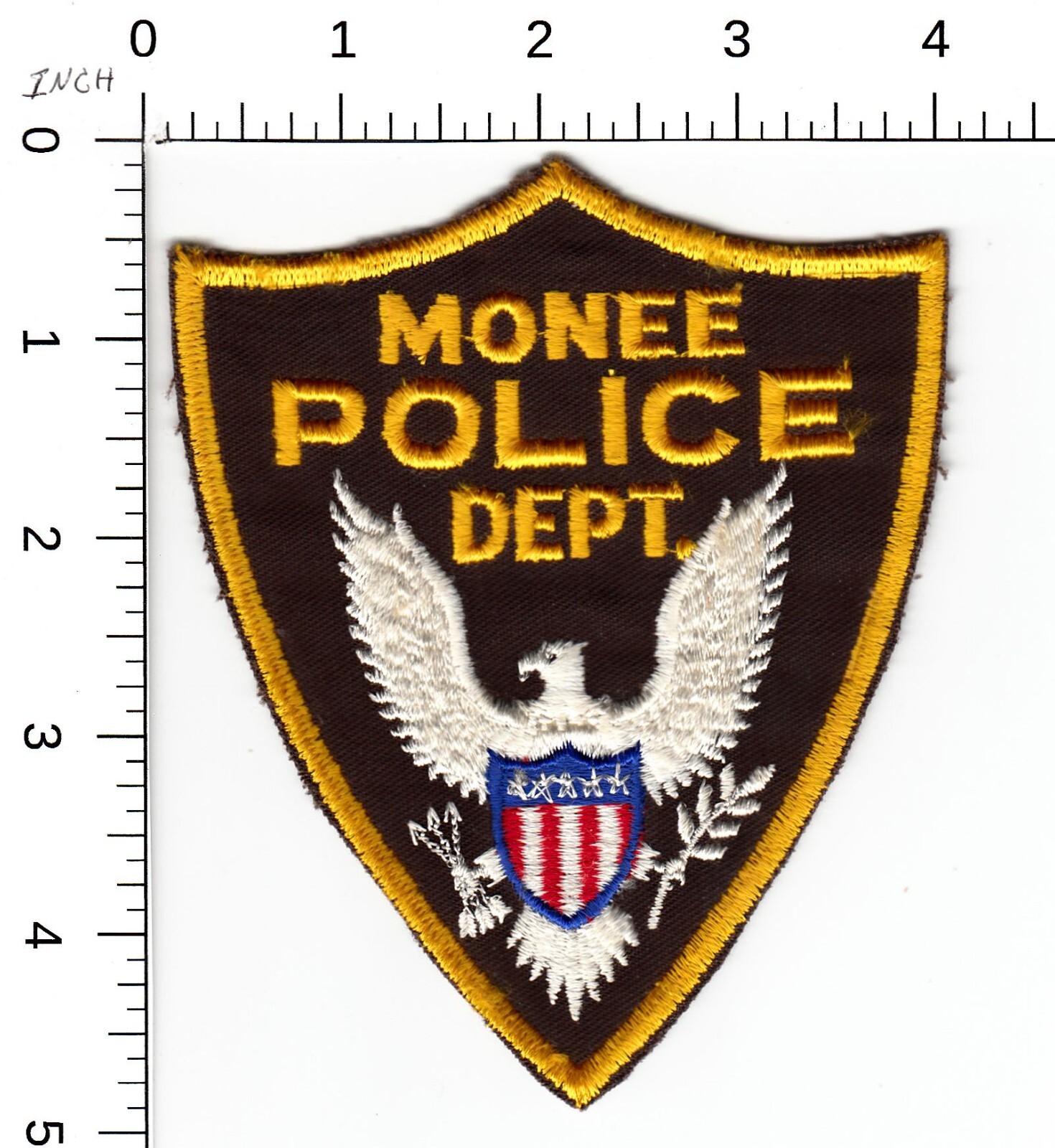 MONEE ILLINOIS POLICE DEPARTMENT VINTAGE CC BACKING COLLECTIBLE PATCH