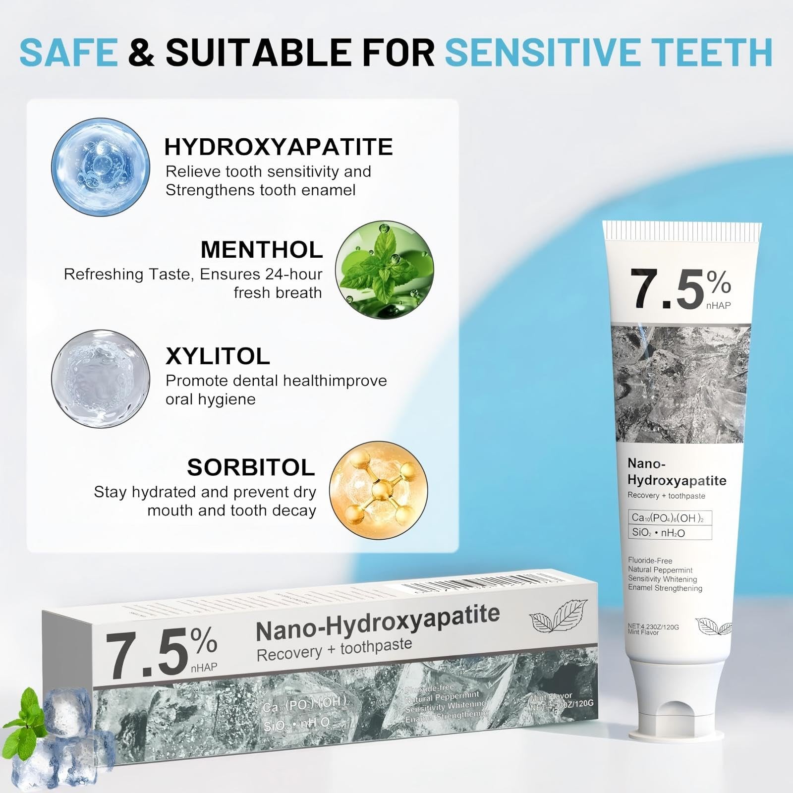 7.5% Hydroxyapatite Toothpaste, 7.5% Hydroxyapatite Toothpaste for Advanced Enam
