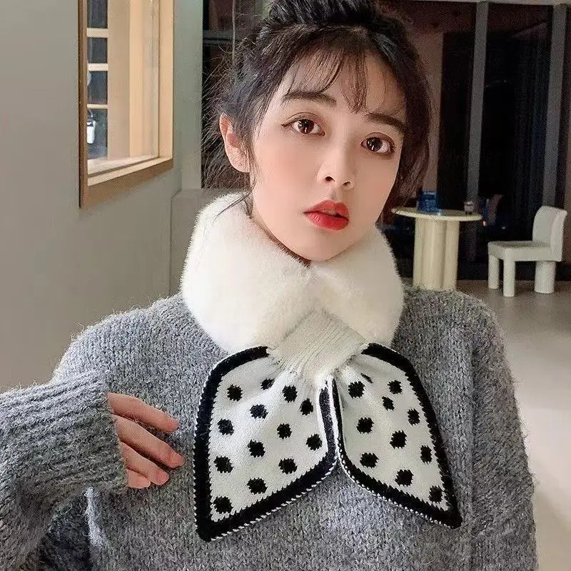 2025 New Dot Scarf, Warm Fleece Neck Cover, Autumn/Winter Korean Style Versatile