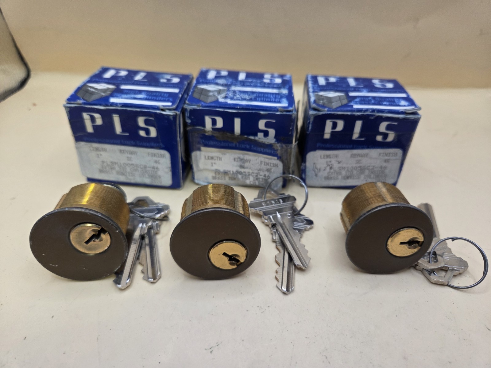 QTY 3 PLS PLSM1005SC2-46 Extra STD Cam Inside Brass Mortise Cylinders