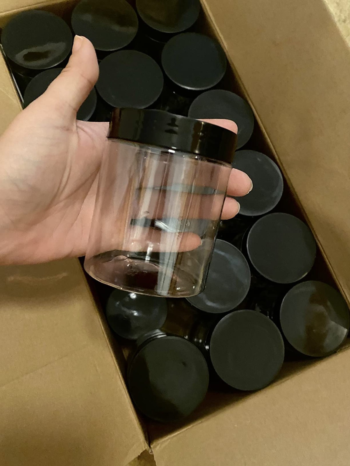 36 Pcs 8oz Plastic Storage Jars With Lids Labels Empty Round Lotion Slime Black
