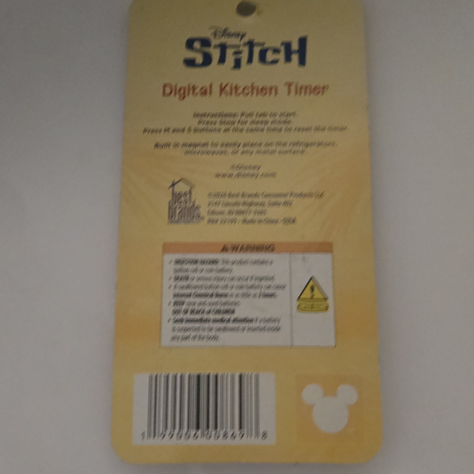 Disney Stitch Digital Countdown Kitchen Timer, Magnetic, Blue Plastic, Battery