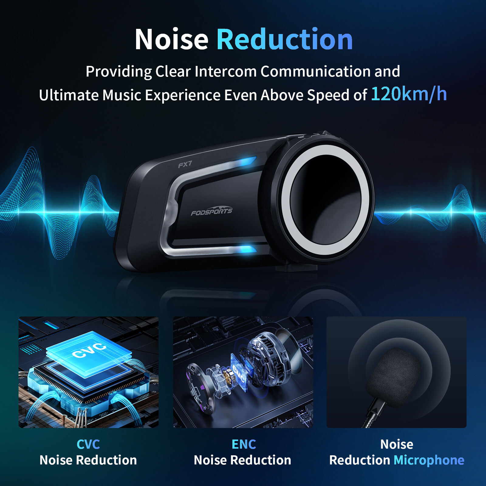 FOD FX7 Intercom Motorcycle Headset Bluetooth Intercoms MESH 10 Riders