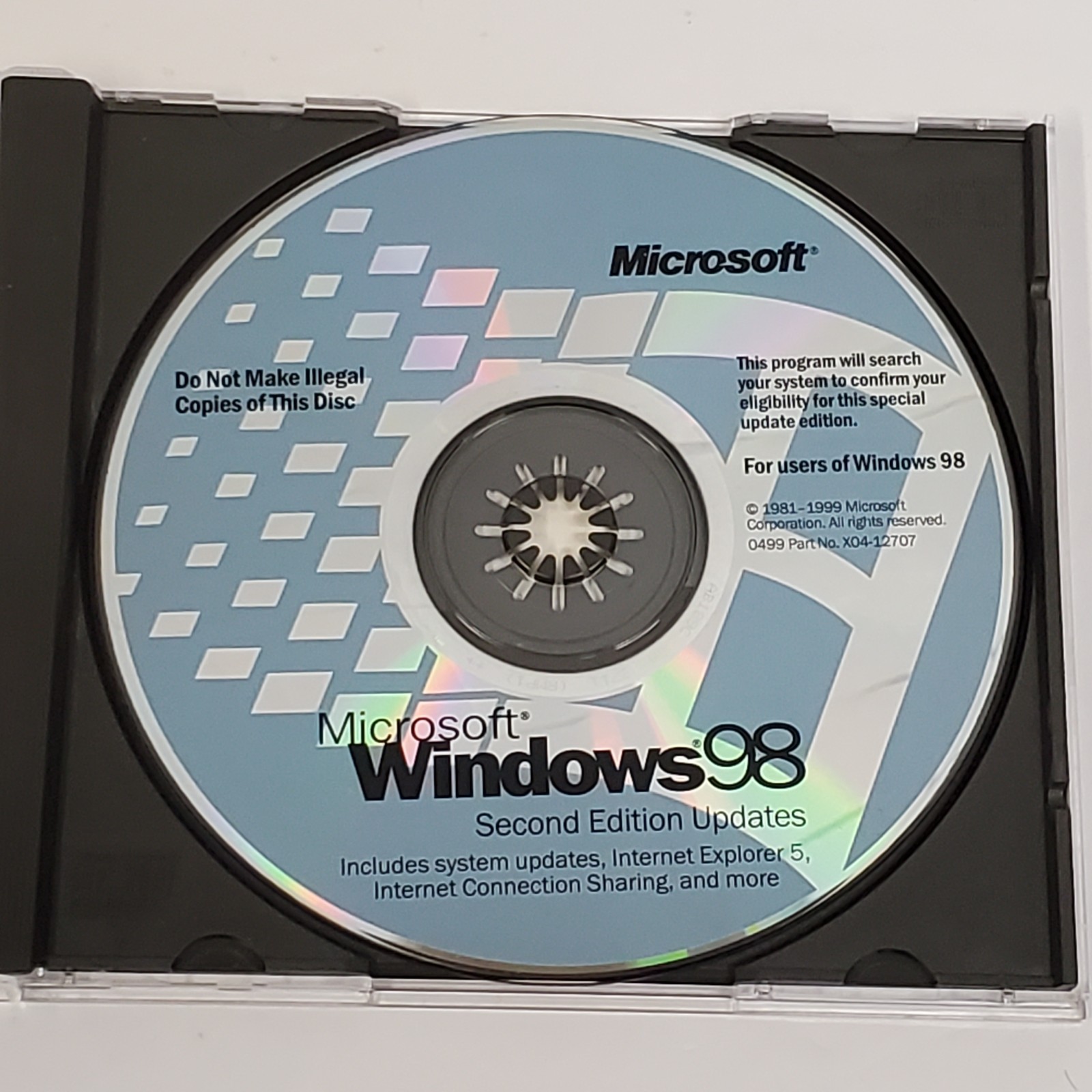 Microsoft Windows 98 Upgrade CD-ROM with Product key